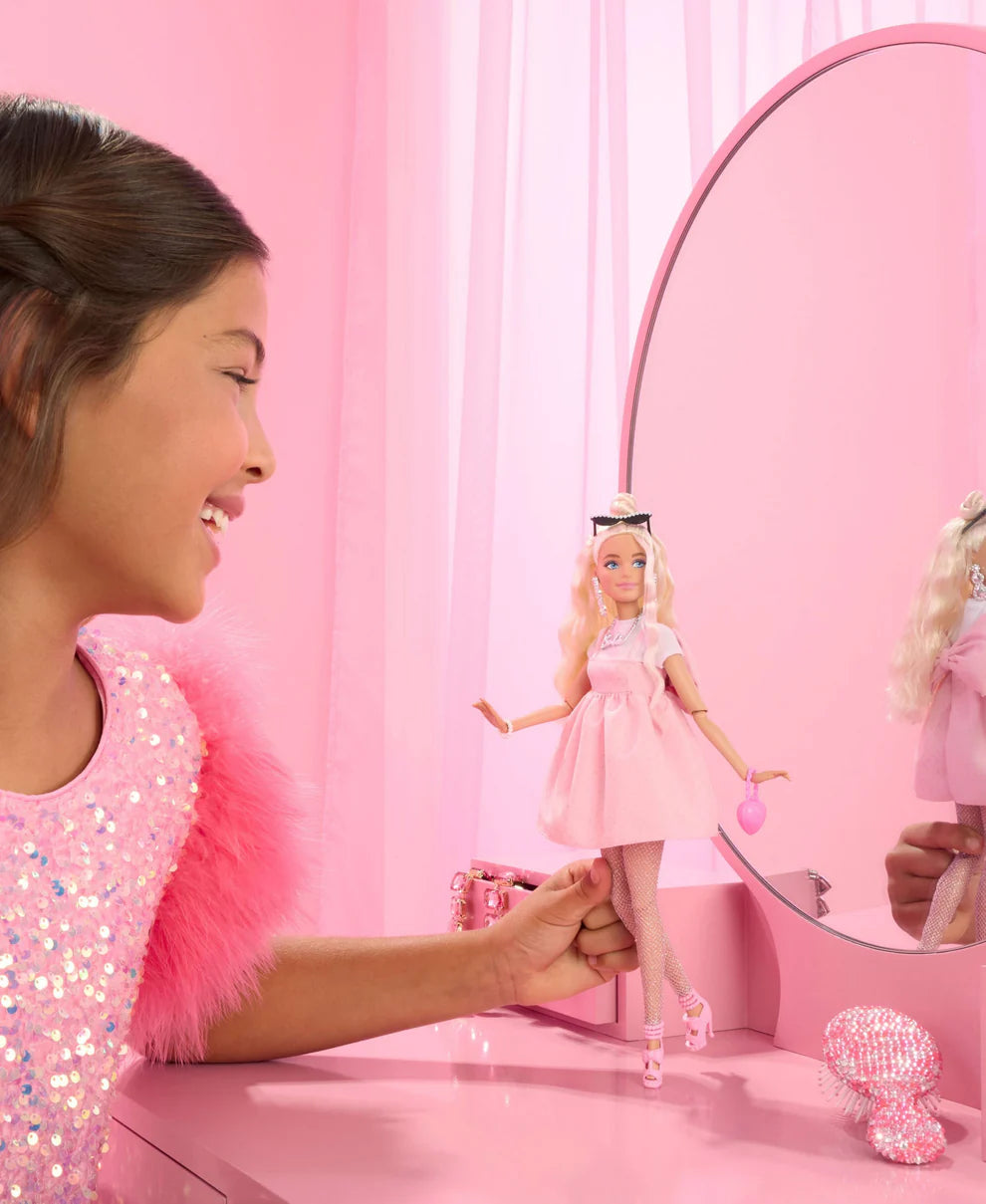 Barbie Deluxe Style Doll #3 in Pastel Pink Barbiecore Dress With Oversized Bow, Blond Hair