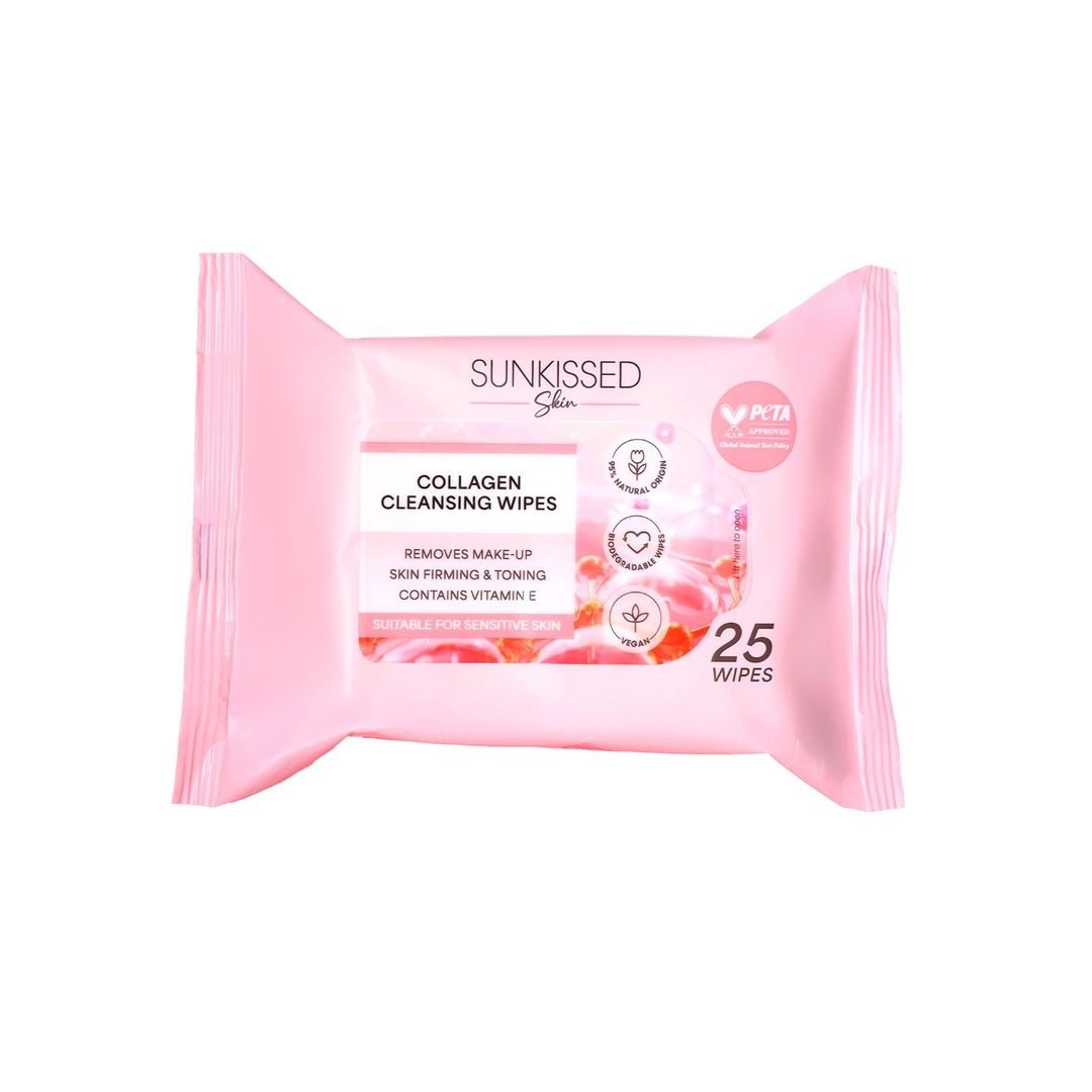 Sunkissed Skin | Collagen Cleansing Wipes | Face & Body Makeup Remover (25pcs) | SU31871