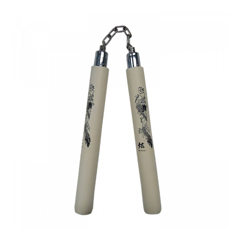 Nunchaku Αλυσίδα Αφρολέξ - Μαύρος Δράκος Λευκή Χειρολαβή