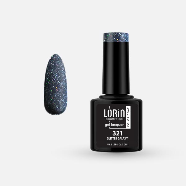 Lorin Gel Lacquer Ημιμόνιμο Βερνίκι 8ml. #321 (Glitter Galaxy)