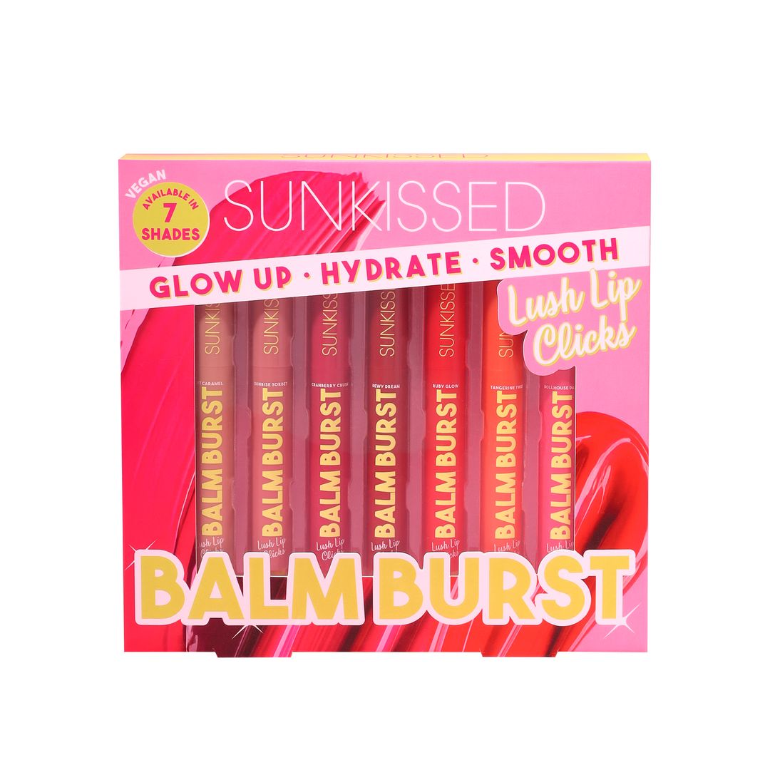 Sunkissed | Balm Burst Lush Lip Clicks Gift Set | 7 Pack | Hydrating Lip Balm (7x2g) | SU32103