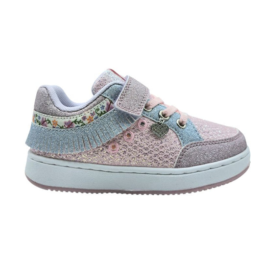 Lelli Kelly LKAL8054-ROLI Frangetta Mix Sneaker για κορίτσι σε συνθετικό δέρμα και ύφασμα Glitter Ροζ-Λιλά