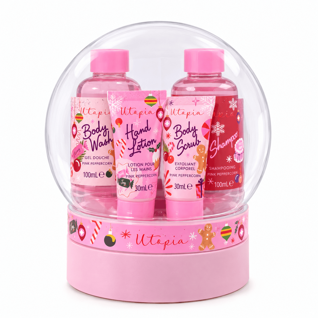 The Kind Edit Co. | Utopia | Festive Globe 4-Piece Bath & Body Gift Set | Vegan & PETA-Approved | SU32538