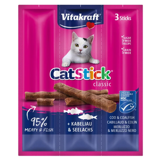 Vitakraft Cat Stick Μπακαλιάρος Τόνος 3τεμ.