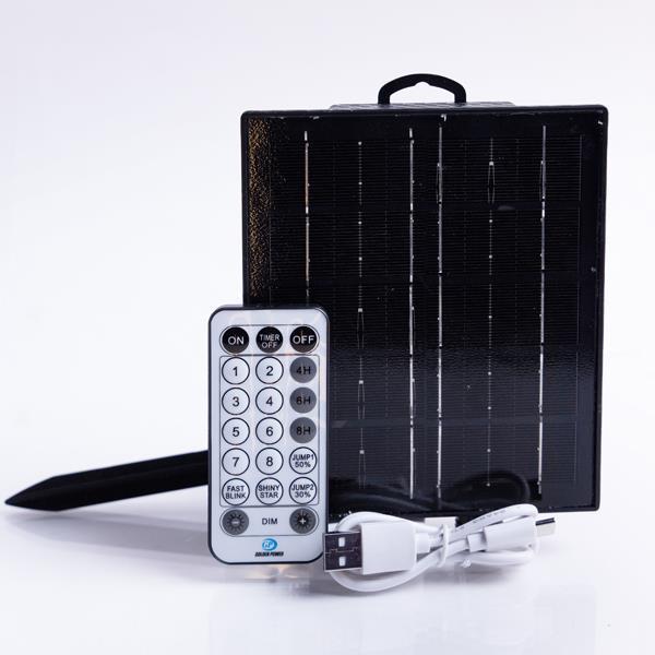 Σόλαρ Πάνελ 31V/2.5W με Αισθητήρα Φωτός 122x140mm, 3.7V 1800MAH*2, 12 Προγράμματα και Timer, Μνήμη και Dimmer, Remote Control , IP44