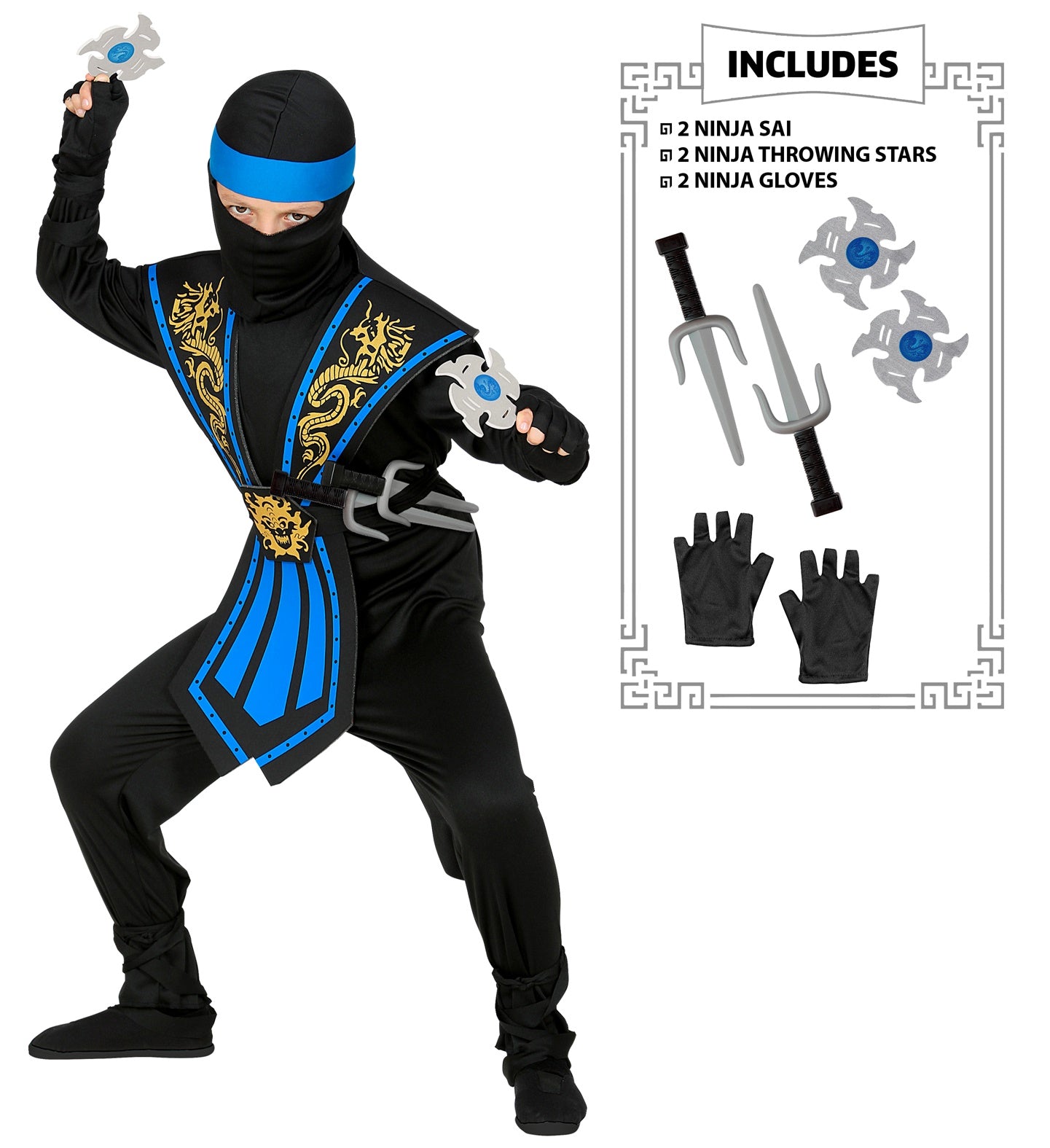 Blue Kombat Ninja Αποκριάτικη Στολή