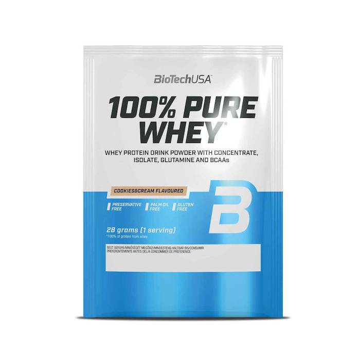 BioTechUSA 100% Pure Whey (28g) – Premium Πρωτεΐνη Ορού Γάλακτος Cookies&Cream