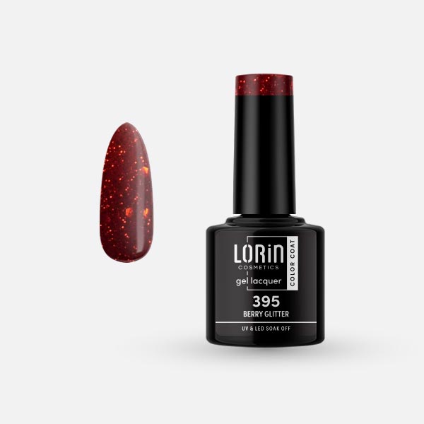 Lorin Gel Lacquer Ημιμόνιμο Βερνίκι 8ml. #395 (Berry Glitter)