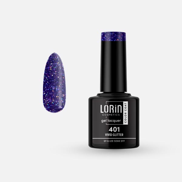 Lorin Gel Lacquer Ημιμόνιμο Βερνίκι 8ml. #401 (Vivid Glitter)