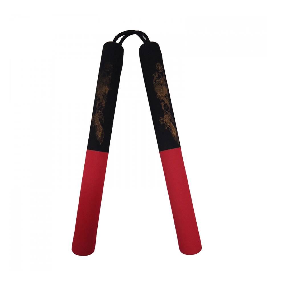 Nunchaku Σχοινί Αφρολέξ - Χρυσός Δράκος Μαύρη/Κόκκινη Χειρολαβή