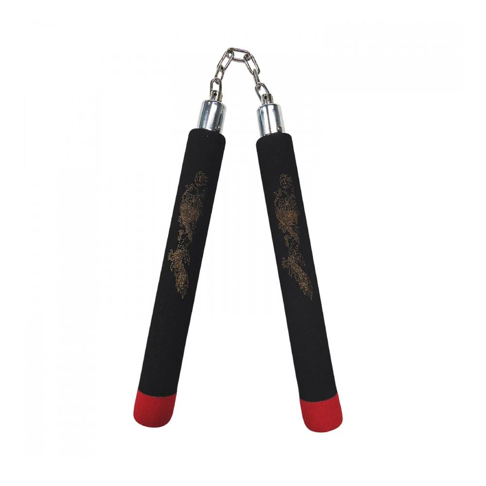 Nunchaku Αλυσίδα Αφρολέξ - Δράκος Μαύρο με Κόκκινες Άκρες