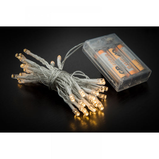 40 Led  Μπαταρίας Διάφανο Λευκό Σταθερό 2μ.