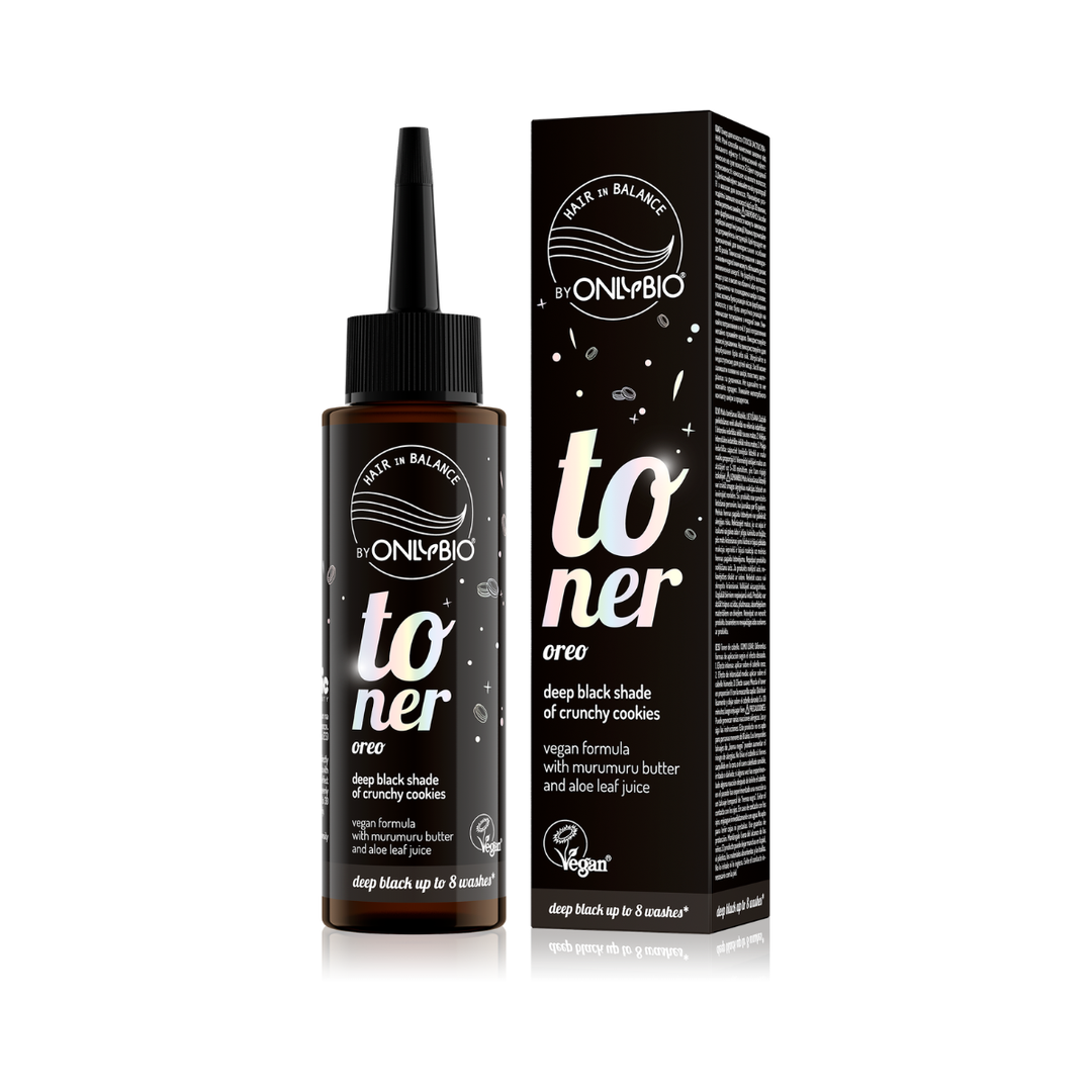 ONLYBIO Hair in Balance | Oreo Black | Hair Color Toner 100ml | Intense Black Colour Refresh & Shine | ONLYOREO
