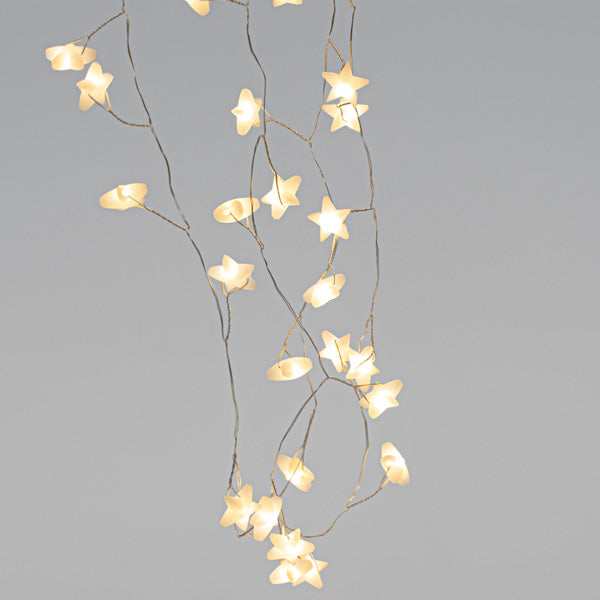 40 Mini Led, Σειρά, με Πλαστικά Αστέρια , Μπαταρίας 3xAA, Timer, Θερμό Λευκό Led ανα 3.5εκ., Προέκταση Παροχής 50εκ., IP20