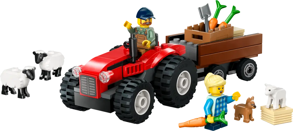 LEGO City Red Farm Tractor With Trailer & Sheep (60461)