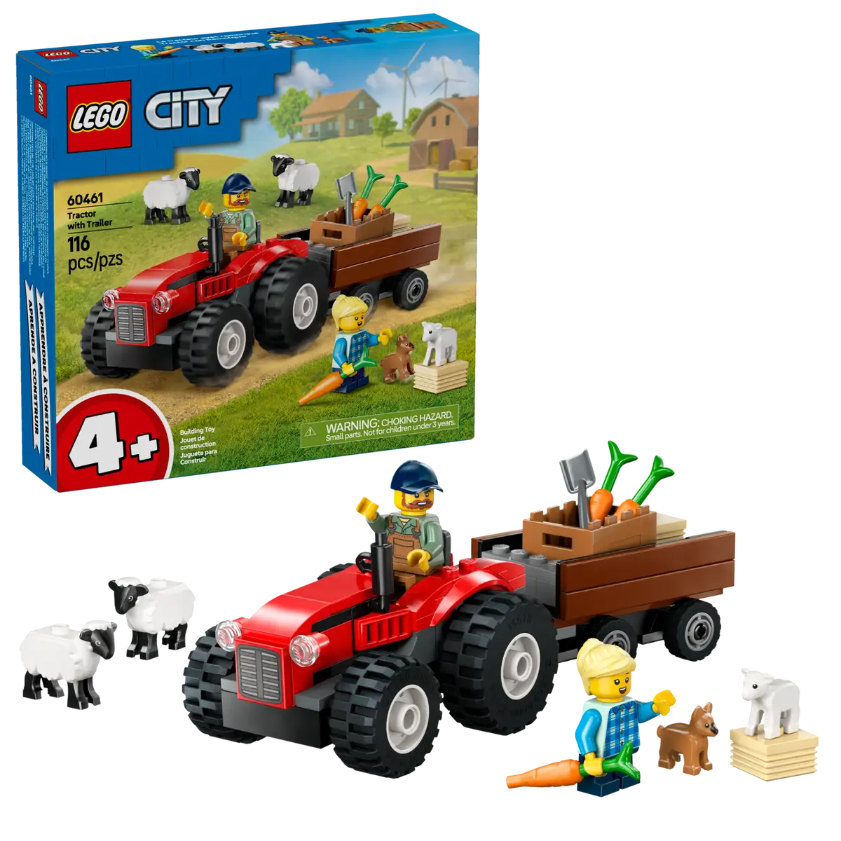 LEGO City Red Farm Tractor With Trailer & Sheep (60461)
