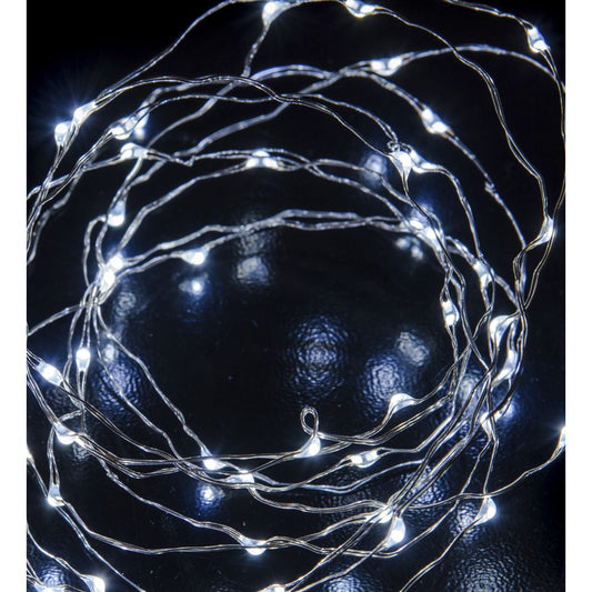 50 Microled Σύρμα Μπαταρίας Ασημί/Πάγου Σταθερό 2,5μ.