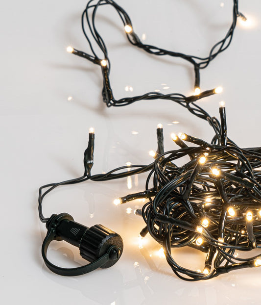 1000Led Λαμπάκια Με Πρόγραμμα,Επέκταση Και Μετασχηματιστή Ip44 ,Πράσινο Καλώδιο/Θερμό Λαμπάκι (5cm Απόσταση) 50 Μέτρα (Kelvin: 2.500 - 3.000) , Με Καρούλι Αποθήκευσης