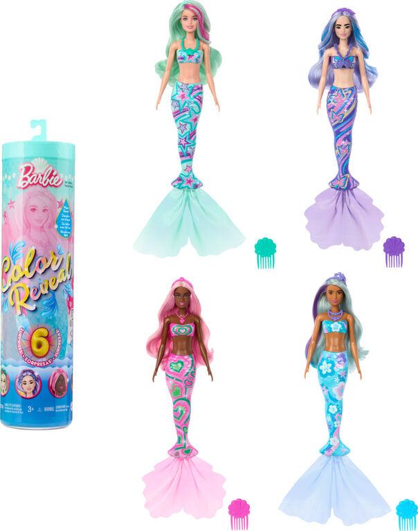 Barbie Color Reveal – Ονειρικές Γοργόνες (4 Σχέδια) Κούκλα Και Αξεσουάρ Με 6 Εκπλήξεις, Αλλαγή Χρώματος