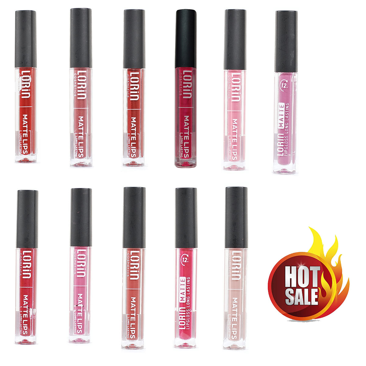 Lorin Hot Deal Set 11pcs Ανεξίτηλα Lipgloss Matte Mix Shades