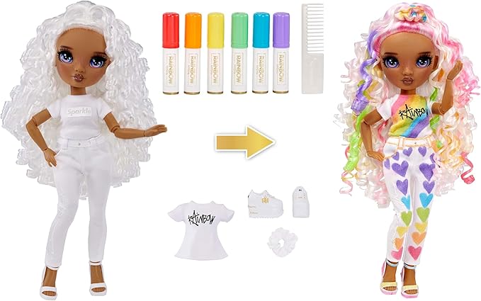 MGA Rainbow High: Color & Create DIY Fashion Doll – Purple Eyes/ Curly Hair (594147EUC)