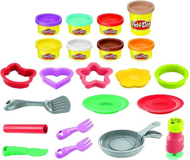 Hasbro Play-Doh Πλαστελίνη – Παιχνίδι Kitchen Creations Flip’ n’ Pancakes για 3+ Ετών, 8τμχ