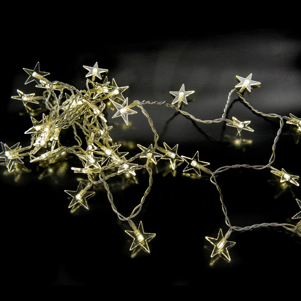 50 Led Ακρυλικά Αστέρια Διάφανο/Λευκό 5μ. 8 Προγράμματα Εσωτ./Εξωτ. Χώρου