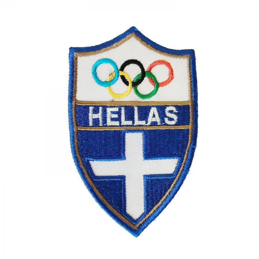 Κεντητό Σηματάκι - Εθνόσημο HELLAS ΟΛΥΜΠΙΑΚΟΙ ΚΥΚΛΟΙ 5.5 x 9cm