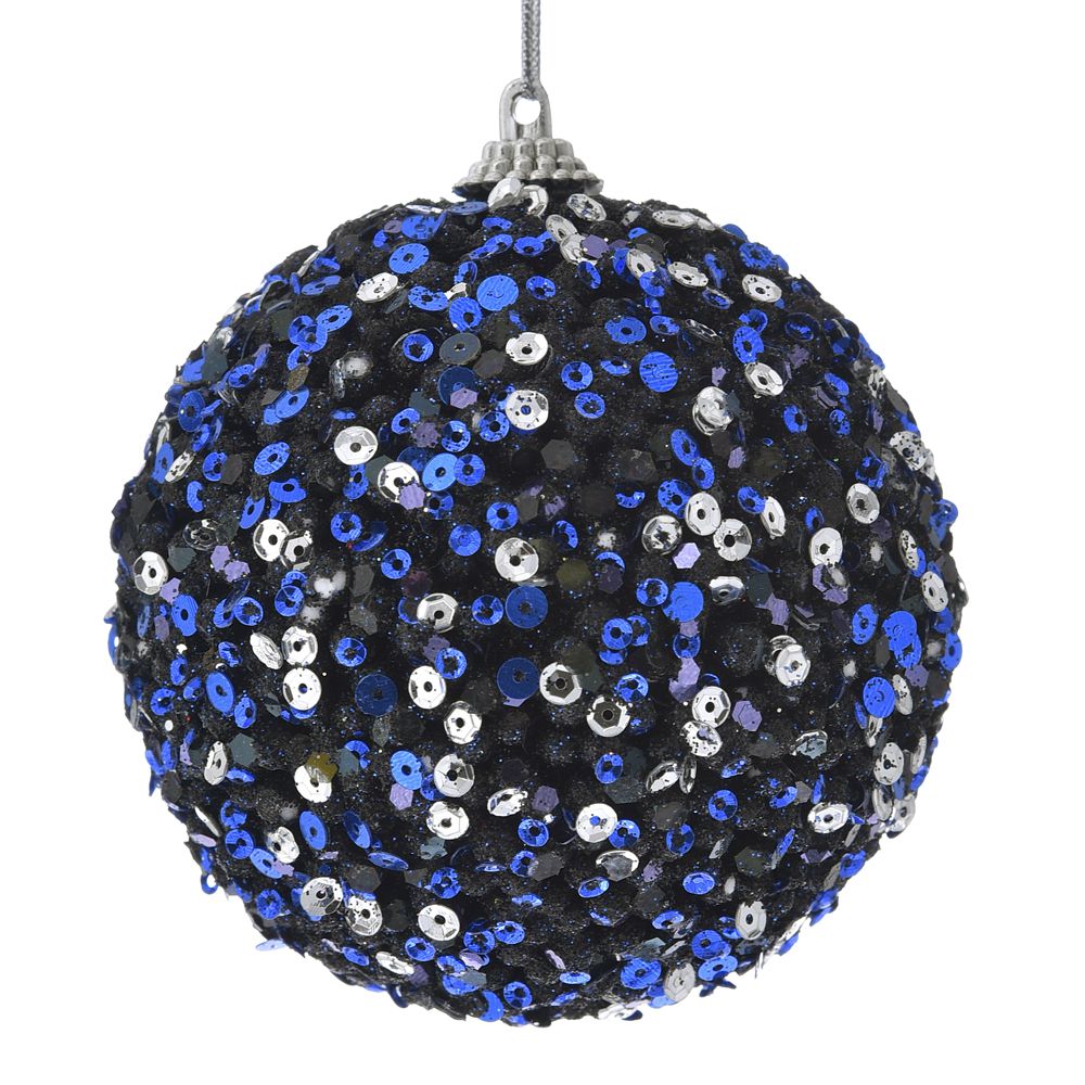 Φ8εκ. Μπλε Πλαστική Μπάλα Glitter bauble