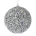 Φ8εκ. Ασημί Πλαστική Μπάλα Glitter bauble