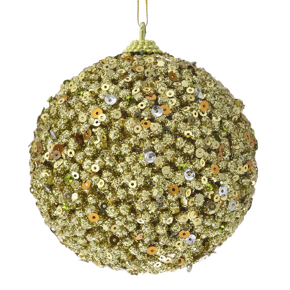 Φ8εκ. Χρυσή Πλαστική Μπάλα Glitter bauble