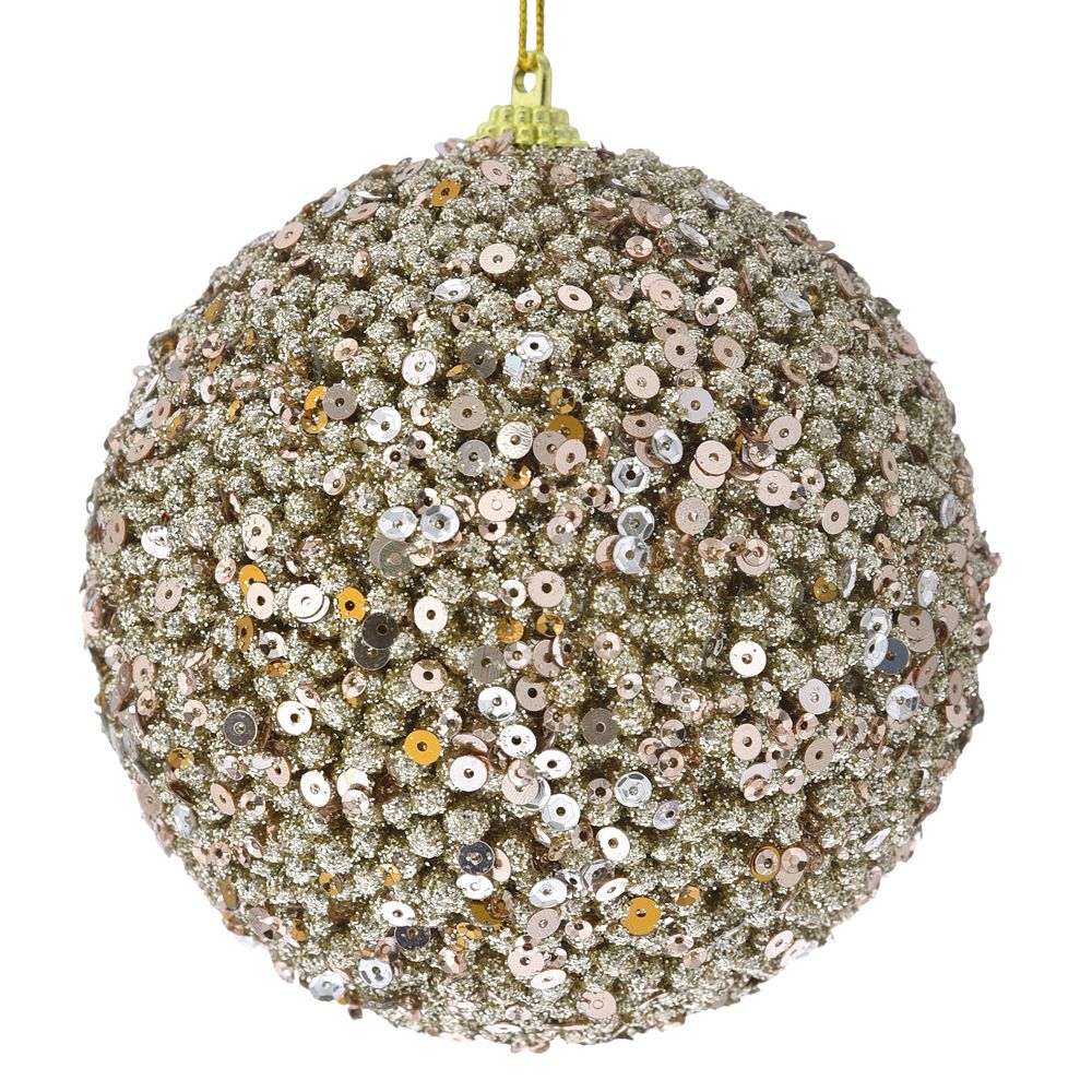 Φ10εκ. Σαμπανί Πλαστική Μπάλα Glitter bauble