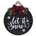 Ξύλινη Στρόγγυλη Πινακίδα "Let it Snow" 35εκ.