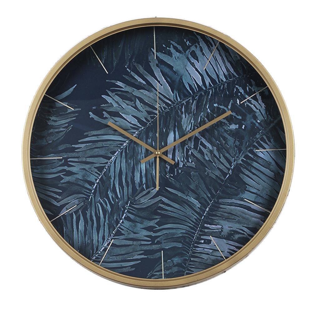 Χρυσό Μεταλλικό Ρολόι Τοίχο "Leaves" 50x50x6εκ.