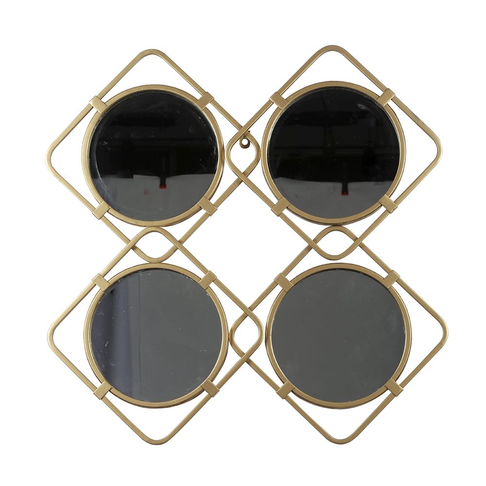 Χρυσός Μεταλλικός Καθρέφτης "Four Mirrors" 60x60x3εκ.