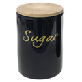 Μαύρο Κεραμικό Δοχείο Sugar με Μπαμπού Καπάκι 1100ml 12x12x17εκ.