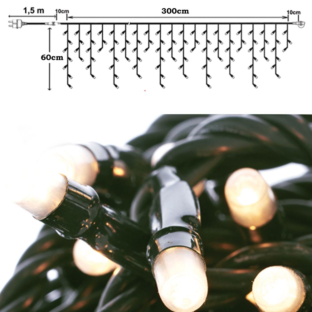 150 Led Σταλακτίτης Πράσινο/Ζεστό Επεκτεινόμενο Σταθερό 60x300εκ. Εσωτ./Εξωτ. Χώρου
