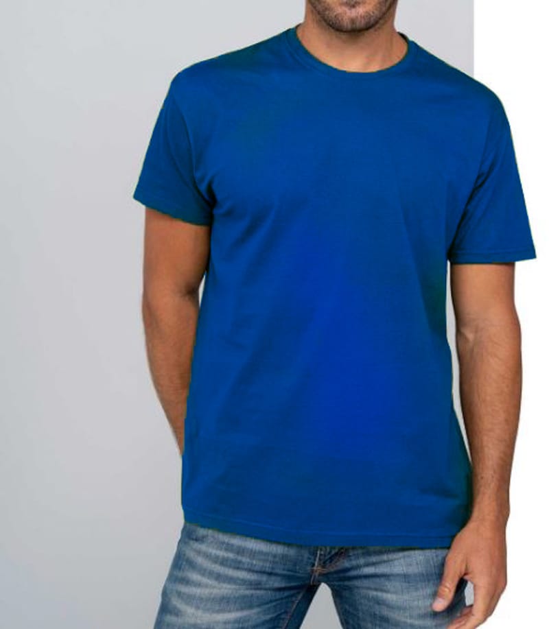 Μονόχρωμο μπλουζάκι Electric Blue  με κοντό μανίκι και στρογγυλάδα στο λαιμό, 100% βαμβάκι
