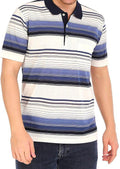 Polo μπλουζάκι jersey Λευκό με ψιλές ρίγες Μπλε και Γαλάζιο ,τσέπη