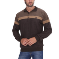 Μπλούζα Polo  Καφέ με Μπεζ ρίγες 100% cotton