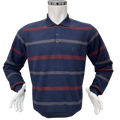 Μπλούζα Polo Μπλε με κόκκινες και Γκρι  ρίγες 100% cotton