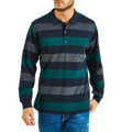 Μακρυμάνικο polo pique blue green grey με τσέπη 100 cotton