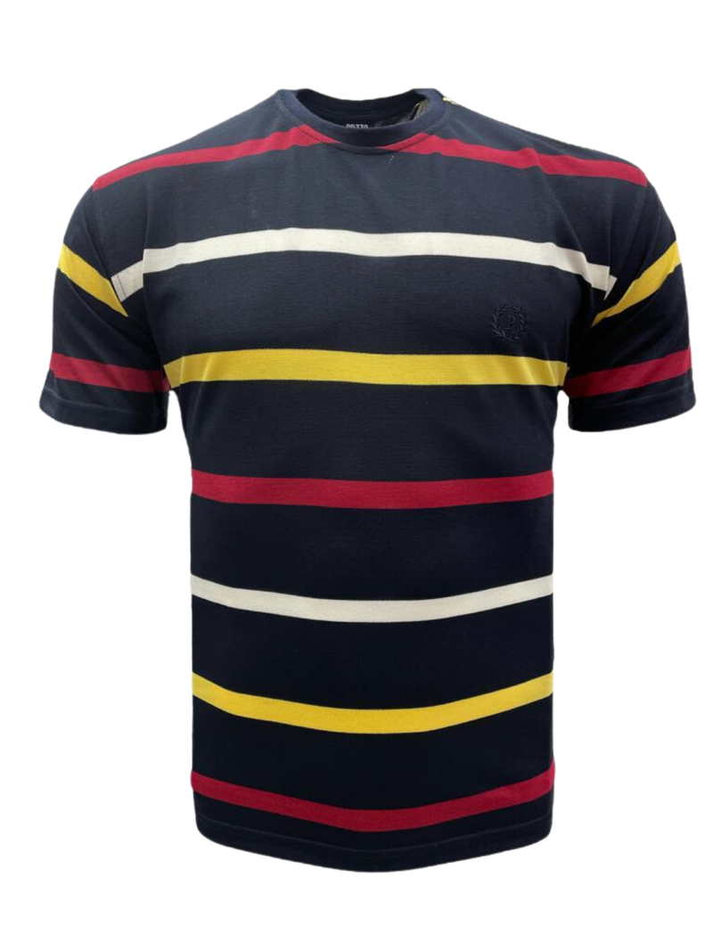 T-shirt Pique ρίγα Μπλε ,κίτρινο, κόκκινο, Λευκό  100% cotton