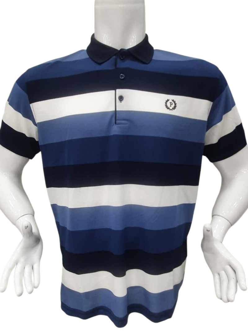 Polo μπλουζάκι piqué 100%βαμβάκι,ριγέ με αποχρώσεις του Μπλε και Λευκό