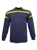 Μπλούζα polo Jersey Μακρύ μανίκι Blue με κίτρινη και πράσινη ρίγα σε regular εφαρμογή