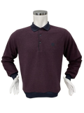 Ανδρική μπλούζα Polo  velvet σε Χρώμα Μπορντό με Μπλε γιακά σε regular εφαρμογή