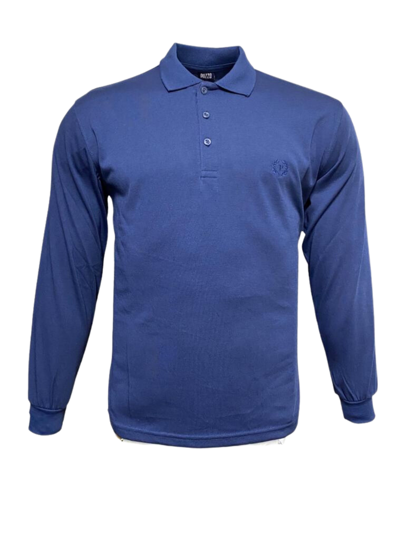 Μπλούζα polo Jersey Μακρύ μανίκι σε regular εφαρμογή σε Μπλε χρώμα