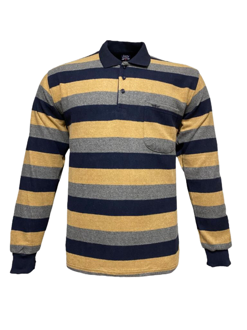 Polo Ριγέ Μπεζ Γκρι Μαύρο 100%cotton