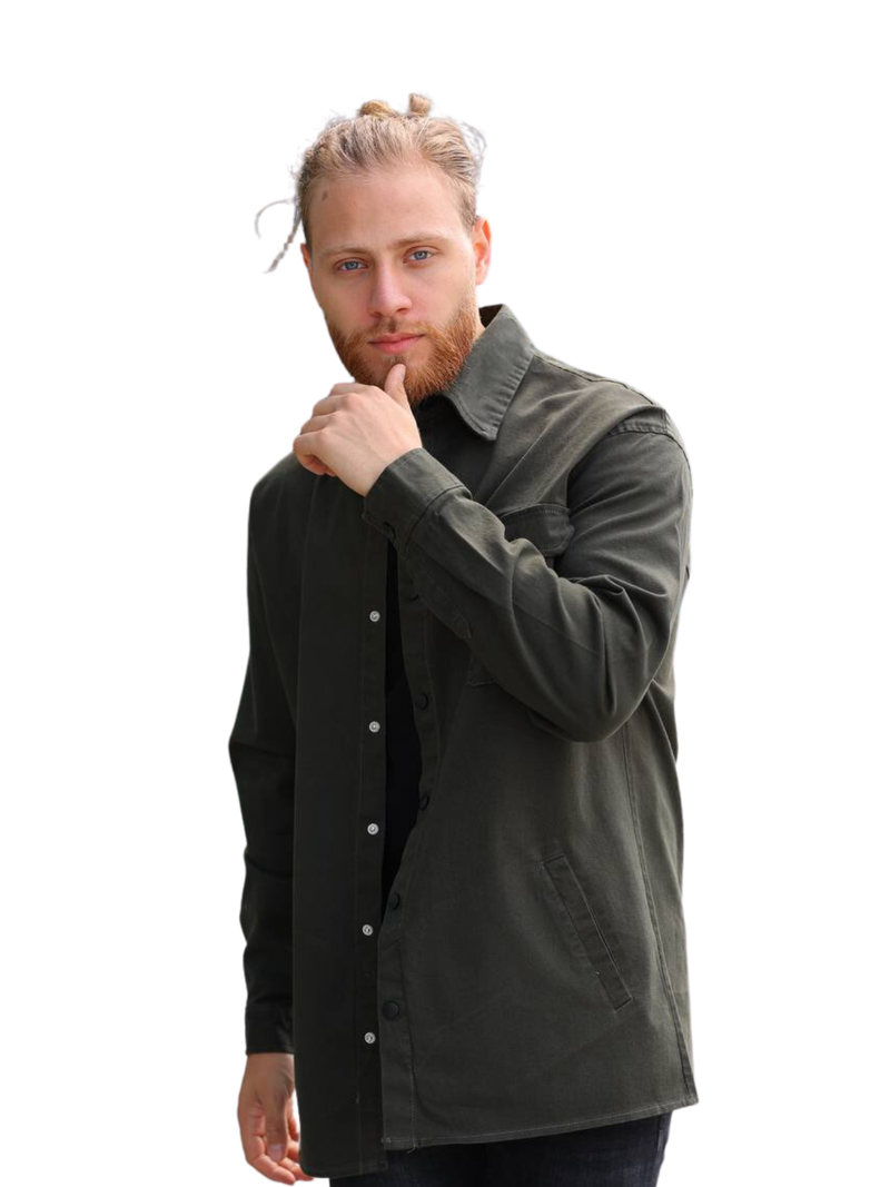 Overshirt Λαδί σκούρο με trucs