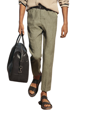 Παντελόνι Chinos linen -Cotton Λαδί